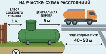 Нормы и правила установки газгольдера на участке в 2026 году: схема расстояний
